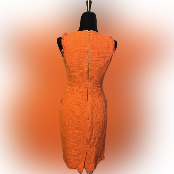 J. Crew Neon Persimmon Sheath Tweed Dress size 6 - Picture 5 of 14